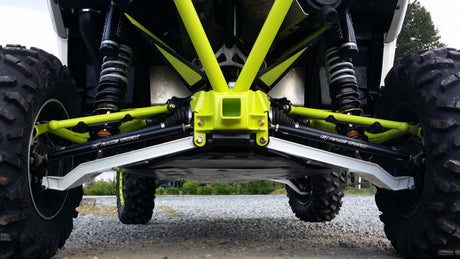 Maverick XDS/XRS Turbo High Clearance Rear Lower A Arms - High-clearance rear lower A-arm kit designed for Can-Am Maverick XDS/XRS Turbo vehicles, improving ground clearance and off-road performance.